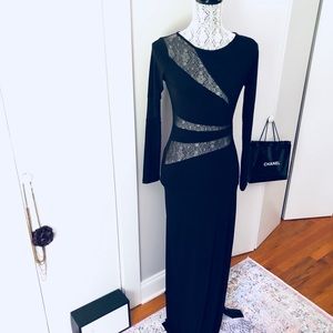 Sexy sleek long sleeve black party dress